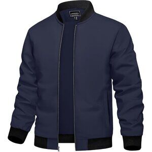 Men's Lightweight Stylish Casual Winter Warm #04 Dark Navy Bomber Jacket Coats